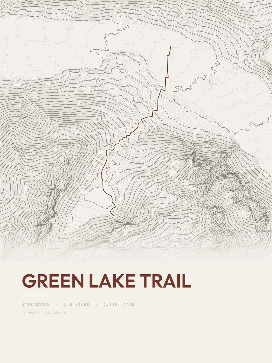 Green Lake Trail Topographic print