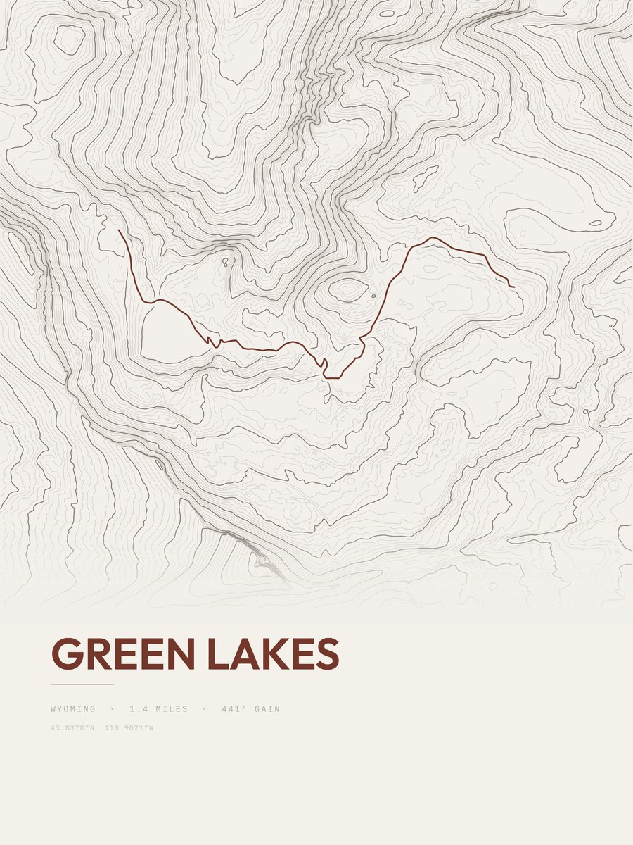 Green Lakes Topographic print