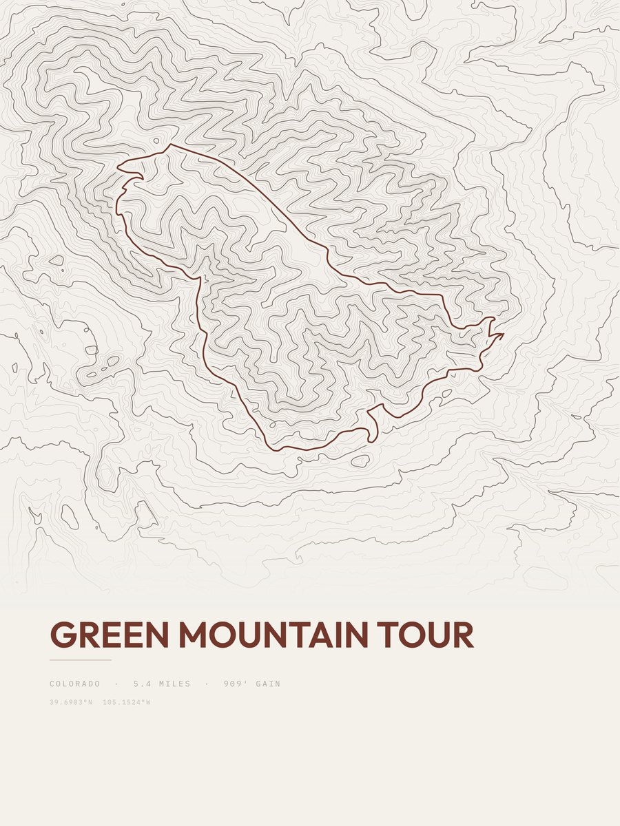 Green Mountain Tour Topographic print