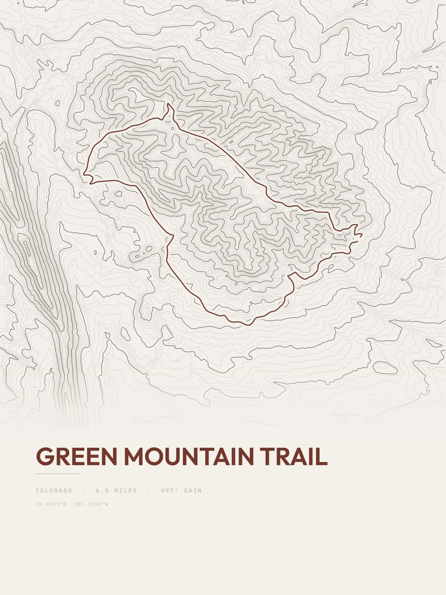 Green Mountain Trail Topographic print