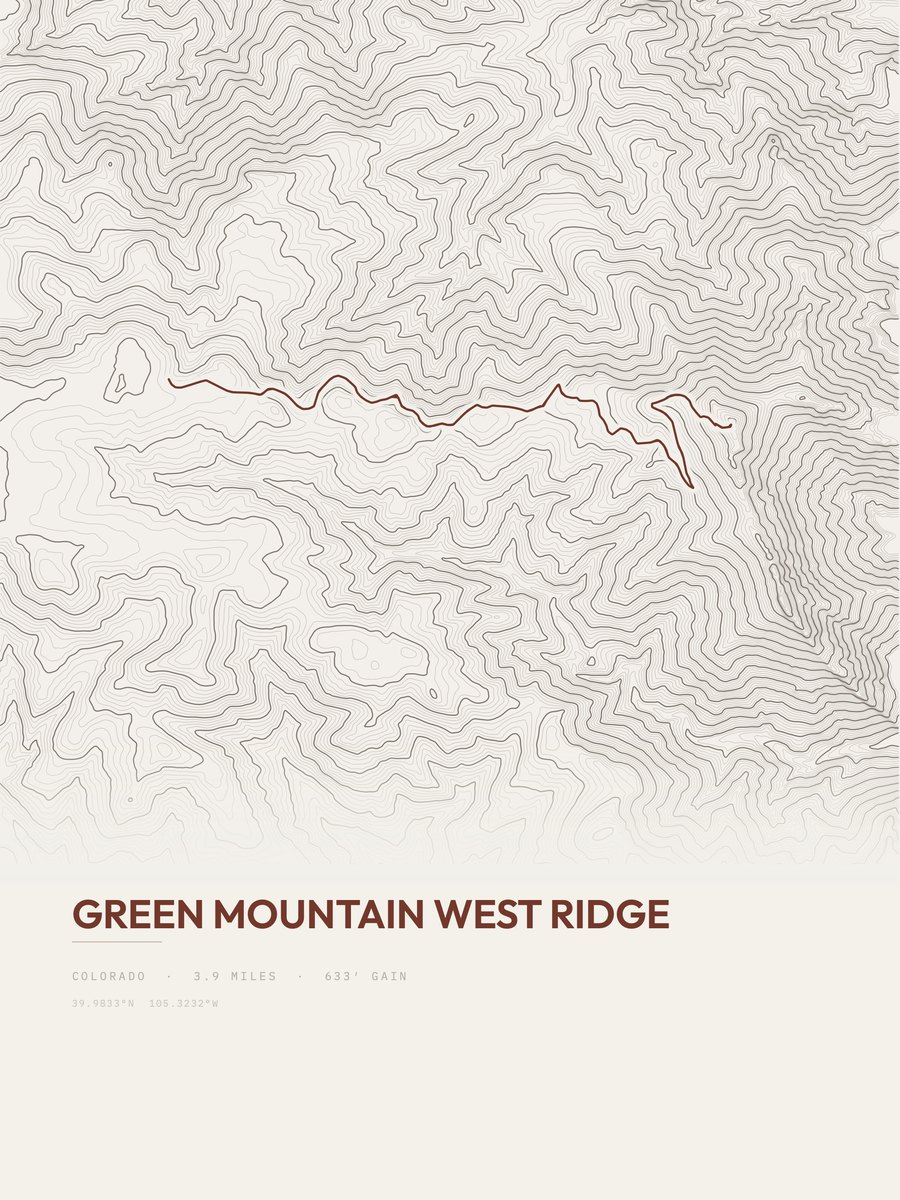 Green Mountain West Ridge topographic trail print