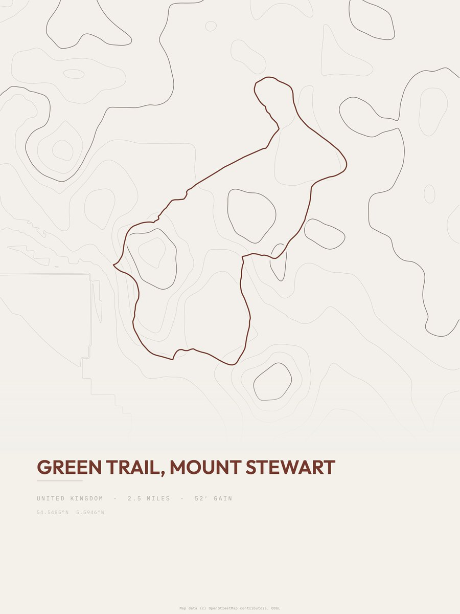 Green Trail topographic trail print