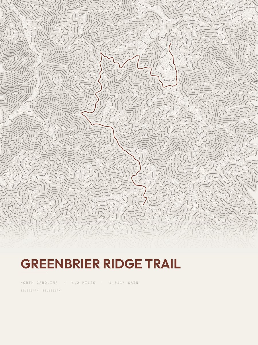 Greenbrier Ridge Trail Topographic print