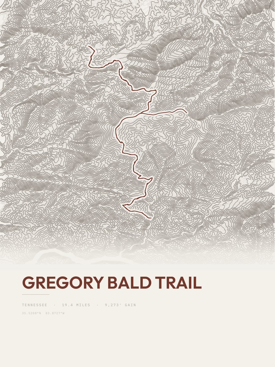 Gregory Bald Trail topographic trail print
