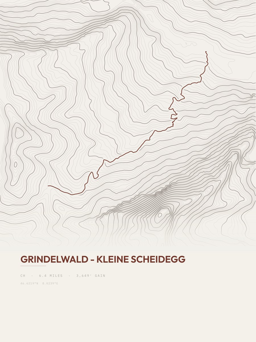 Grindelwald - Kleine Scheidegg topographic trail print