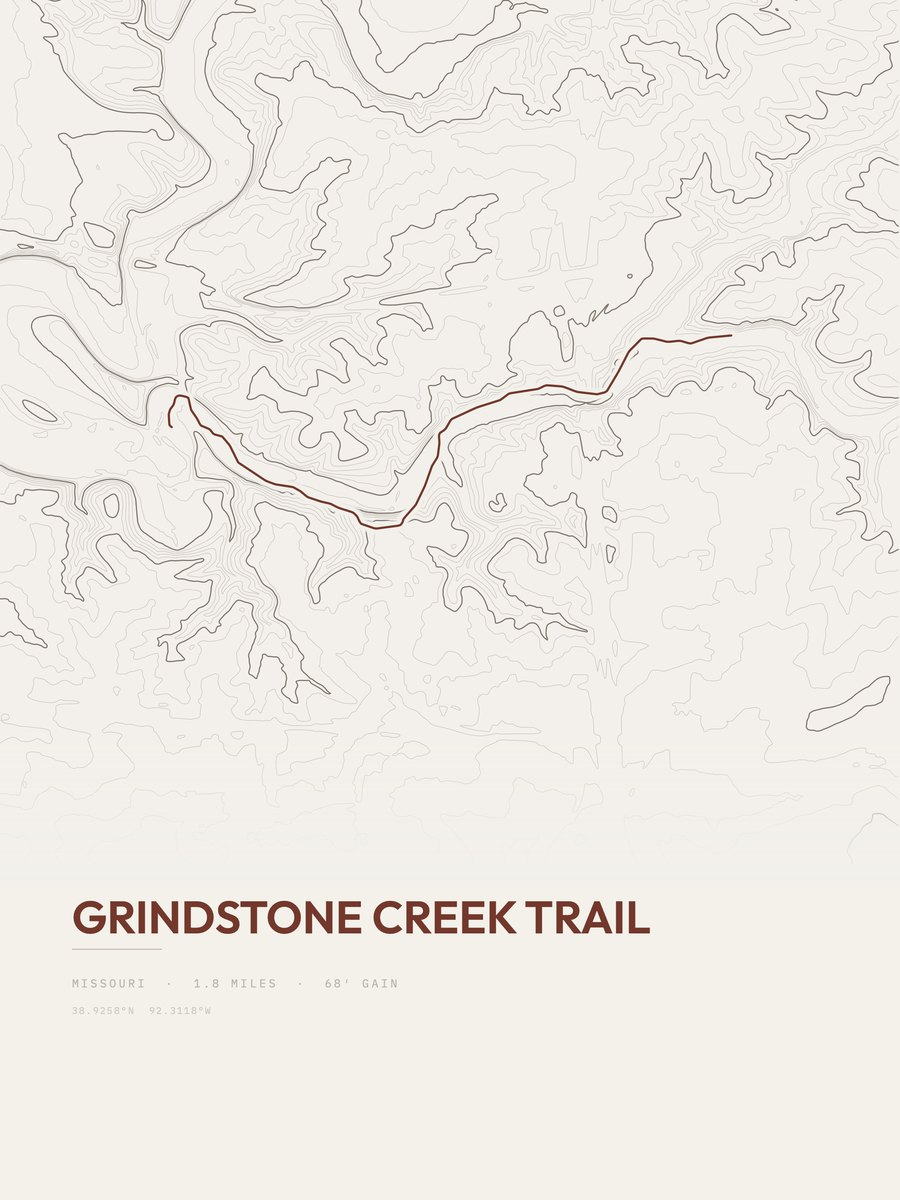Grindstone Creek Trail topographic trail print