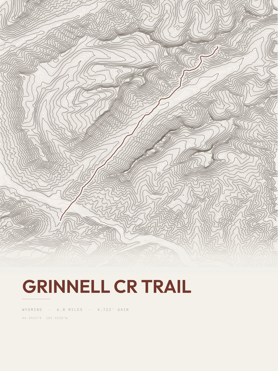 Grinnell Cr Trail topographic trail print