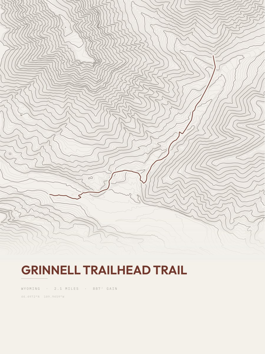 Grinnell Trailhead Trail topographic trail print