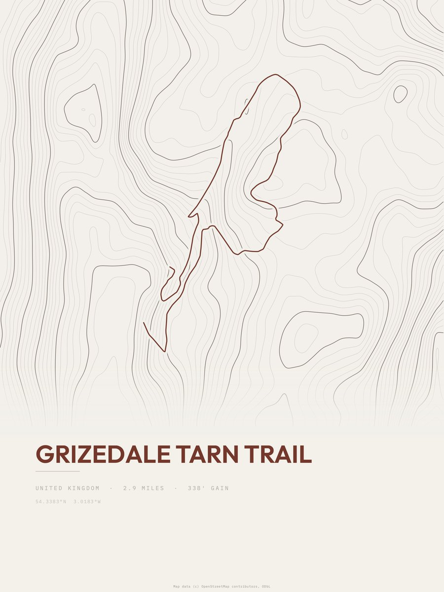 Grizedale Tarn Trail topographic trail print