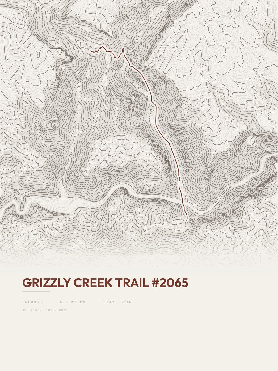 Grizzly Creek Trail Topographic print