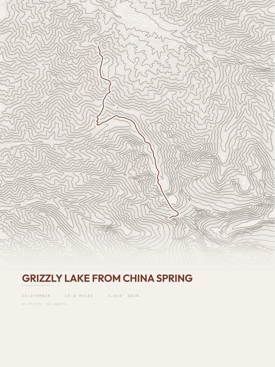Grizzly Lake Topographic print