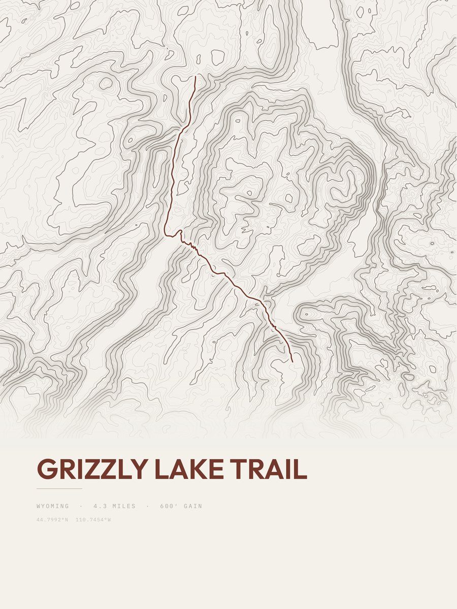 Grizzly Lake Trail Topographic print