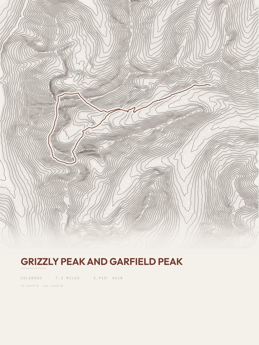 Grizzly Peak and Garfield Peak Topographic print