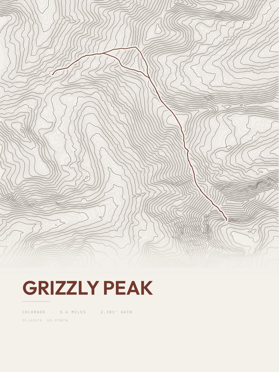 Grizzly Peak topographic trail print