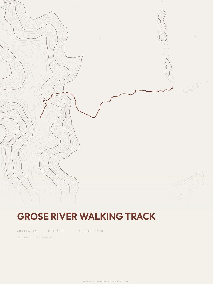 Grose River Walking Track topographic trail print