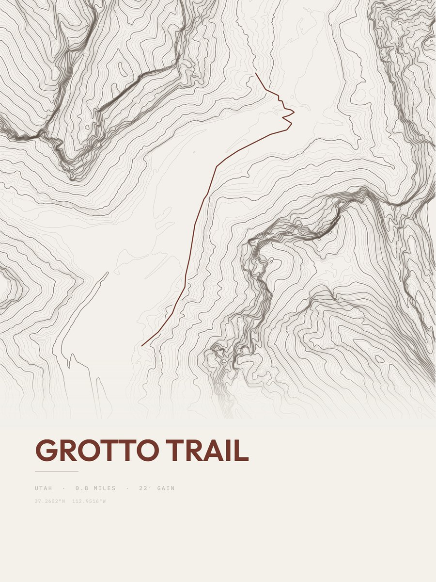 Grotto Trail Topographic print