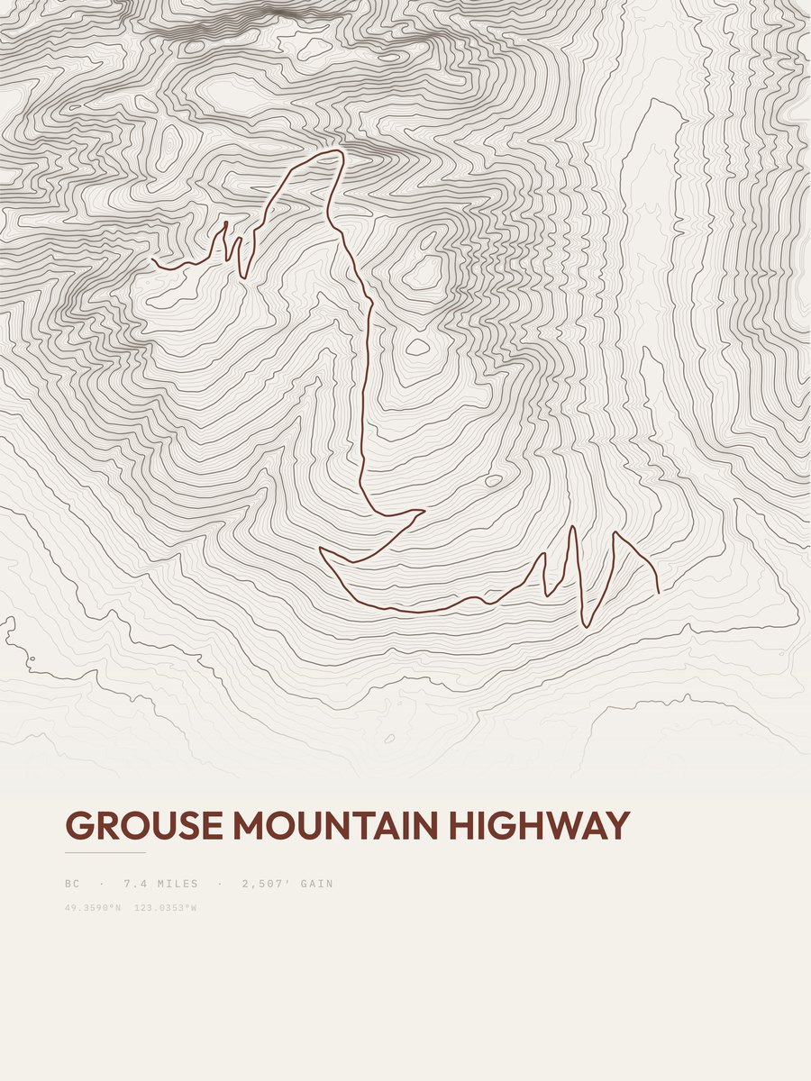 Grouse Mountain Highway Topographic print