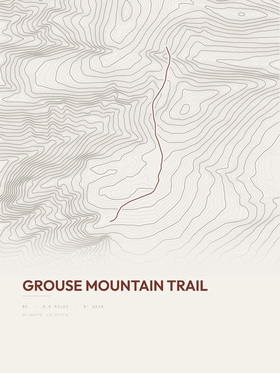 Grouse Mountain Trail topographic trail print