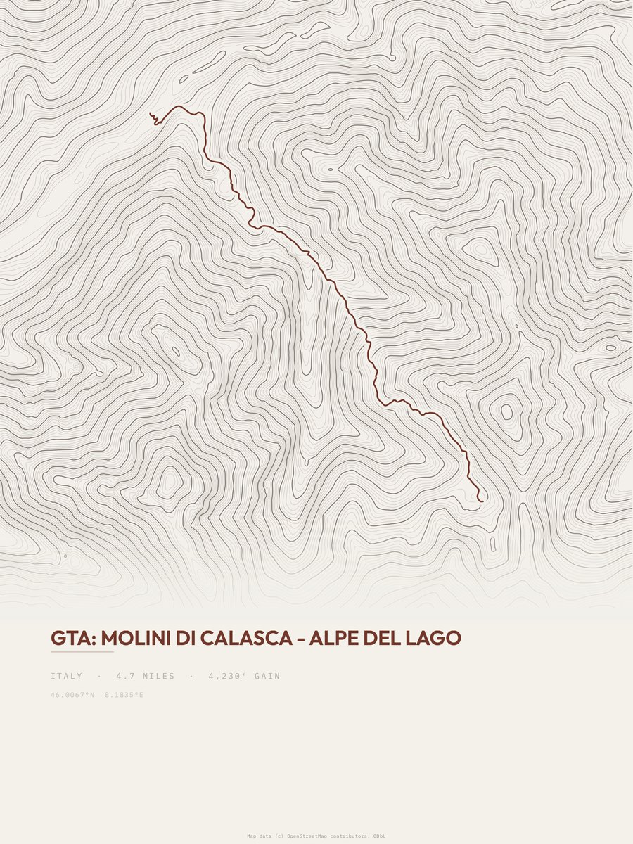 GTA topographic trail print