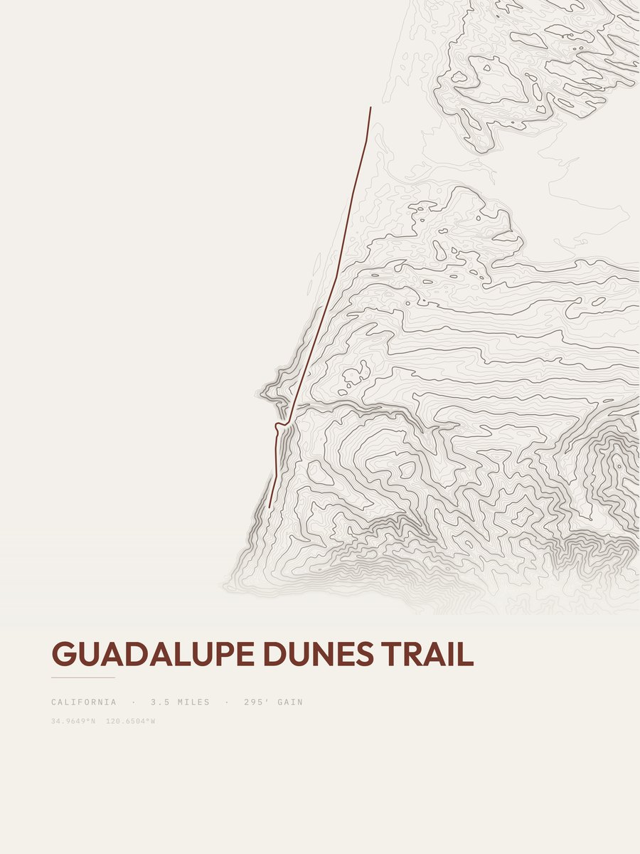 Guadalupe Dunes Trail Topographic print