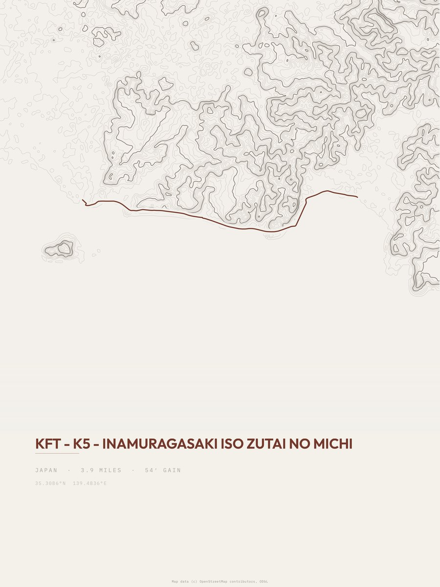 Inamuragasaki iso zutai no michi Topographic print