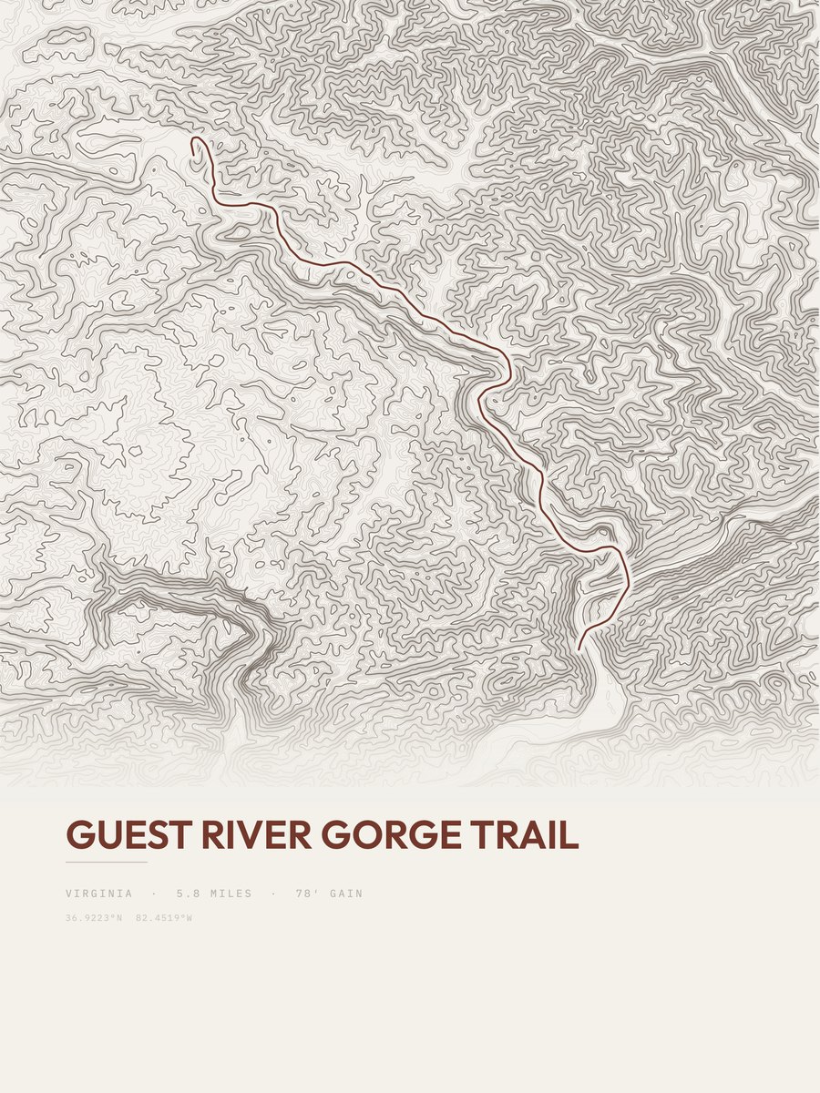 Guest River Gorge Trail Topographic print