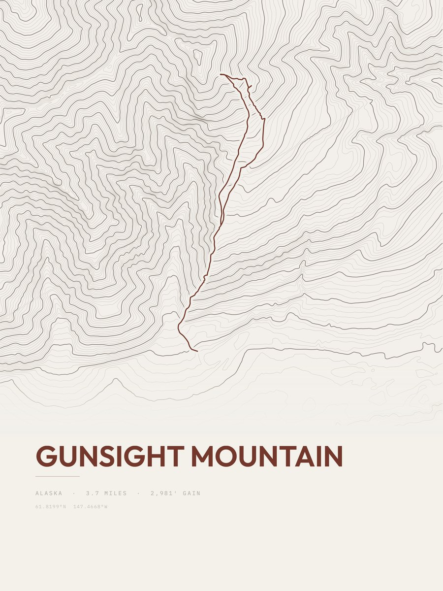 Gunsight Mountain Topographic print