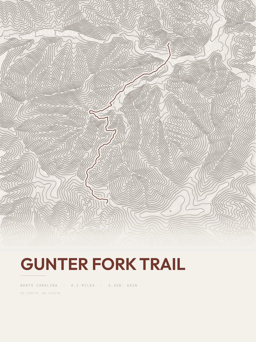 Gunter Fork Trail topographic trail print