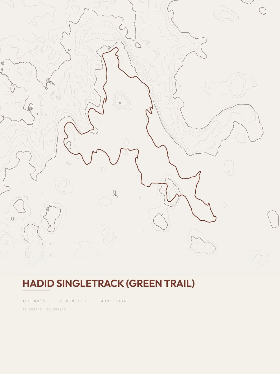 Hadid Singletrack (Green Trail) topographic trail print
