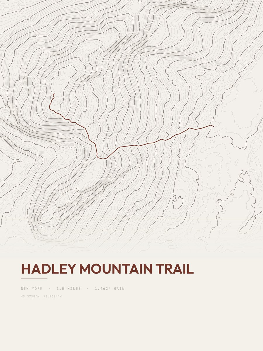 Hadley Mountain Trail Topographic print