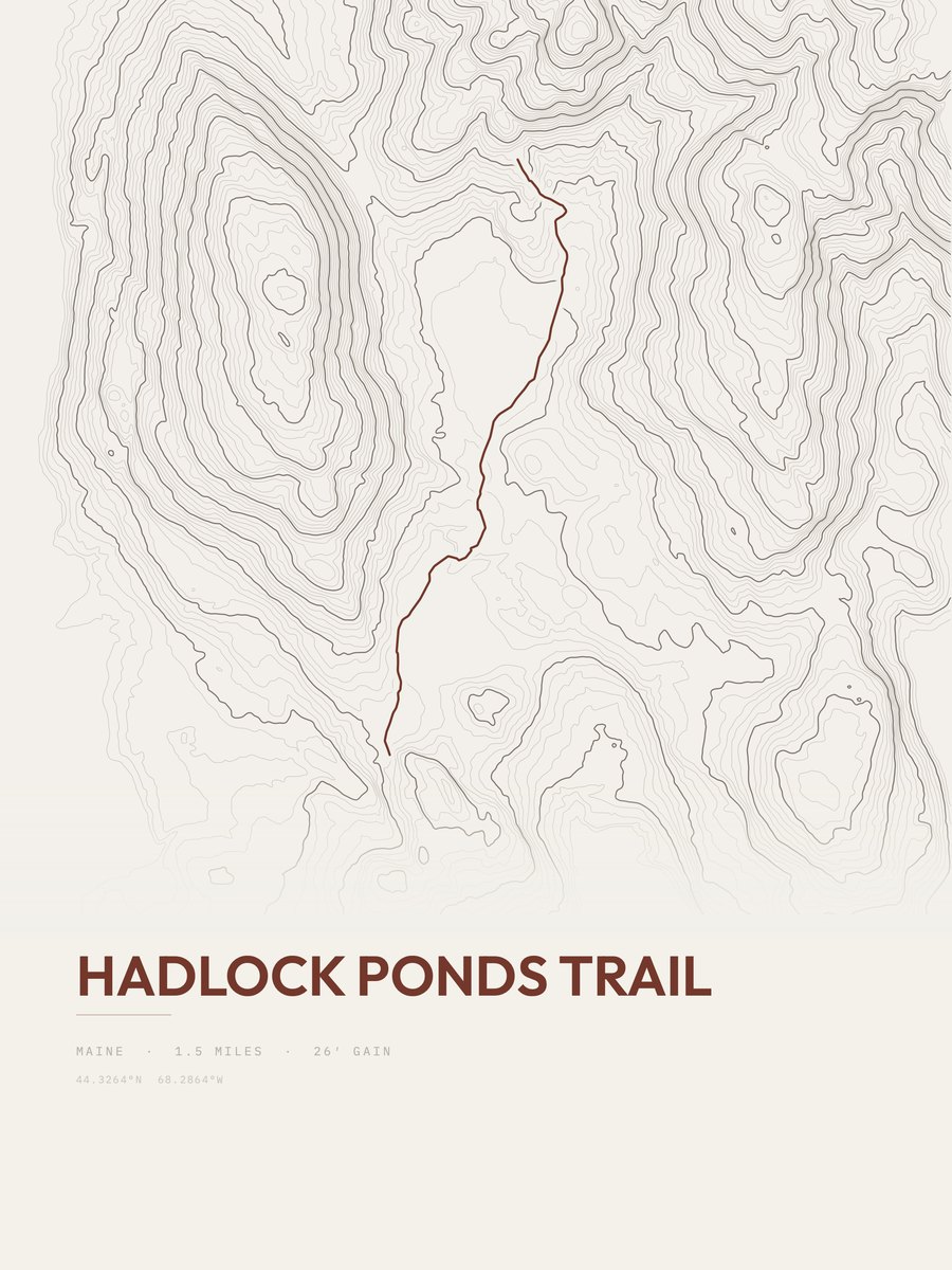 Hadlock Ponds Trail topographic trail print