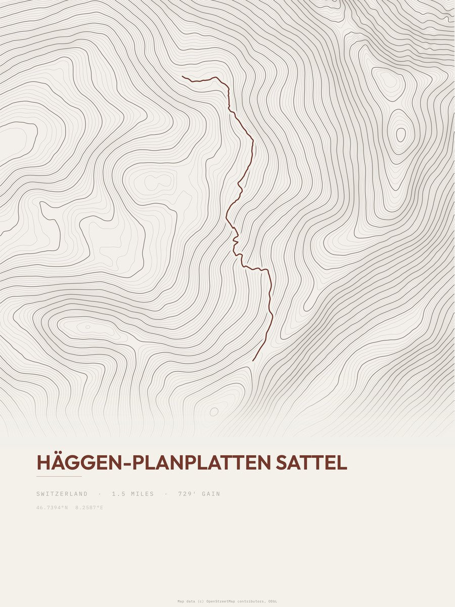 Häggen-Planplatten Sattel Topographic print