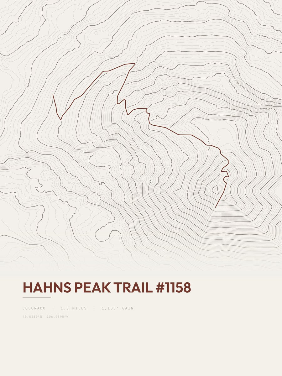 Hahns Peak Trail Topographic print