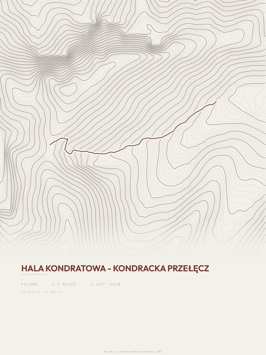 Kondracka Przełęcz Topographic print