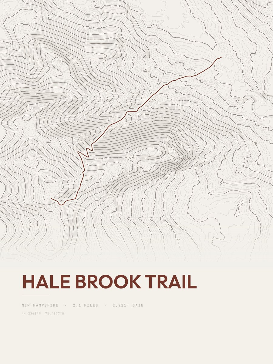 Hale Brook Trail Topographic print