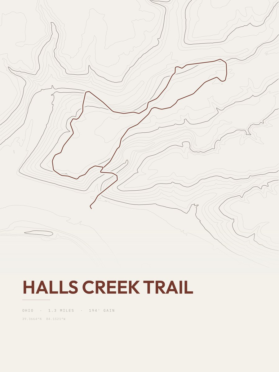 Halls Creek Trail topographic trail print