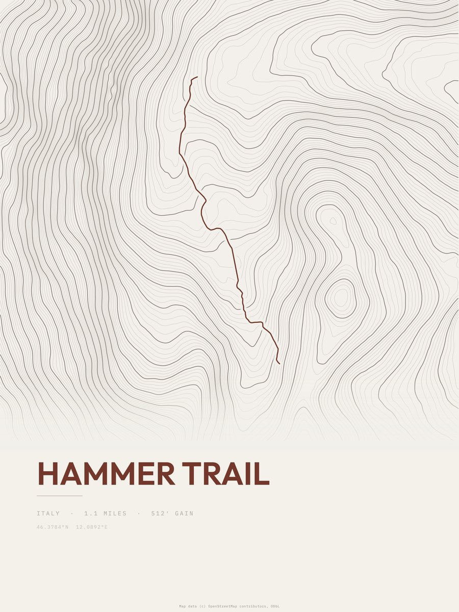 Hammer Trail Topographic print