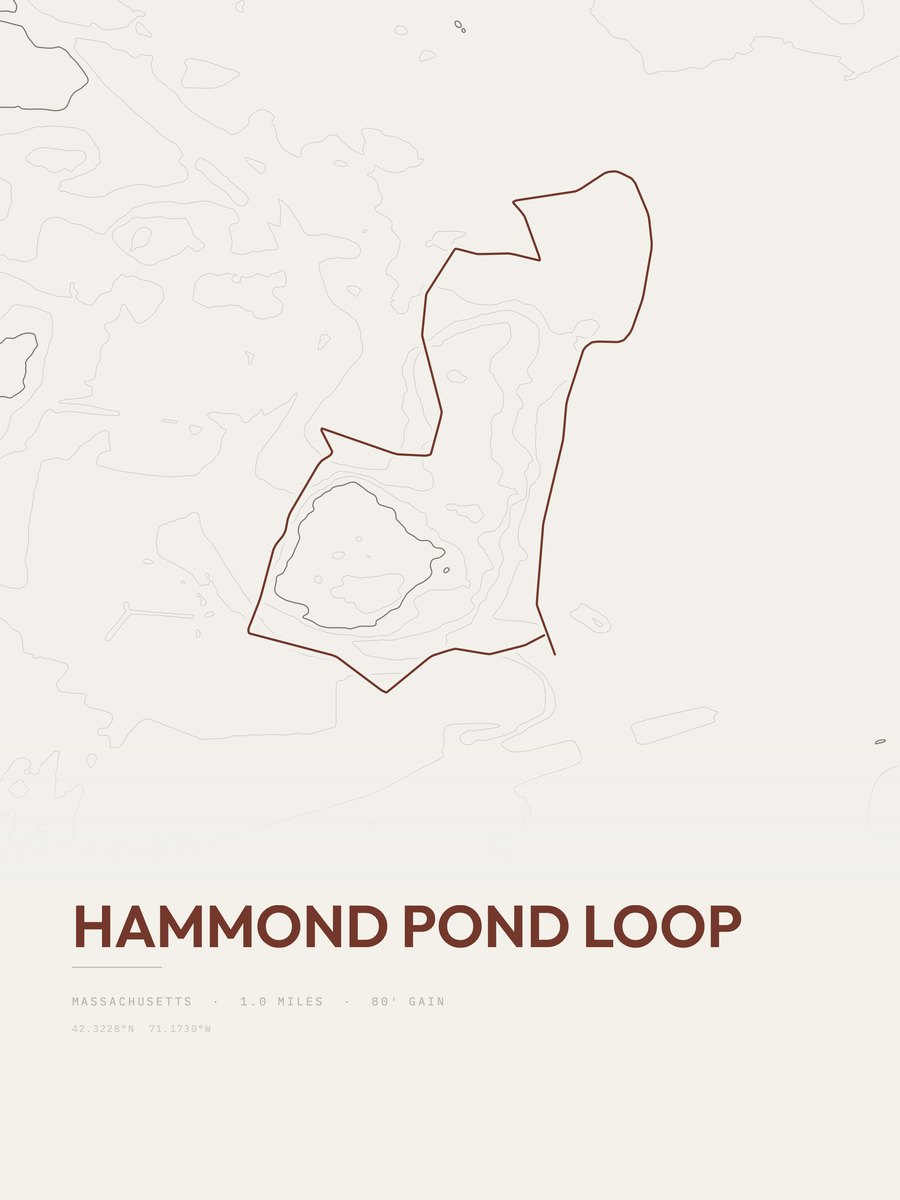 Hammond Pond Loop topographic trail print