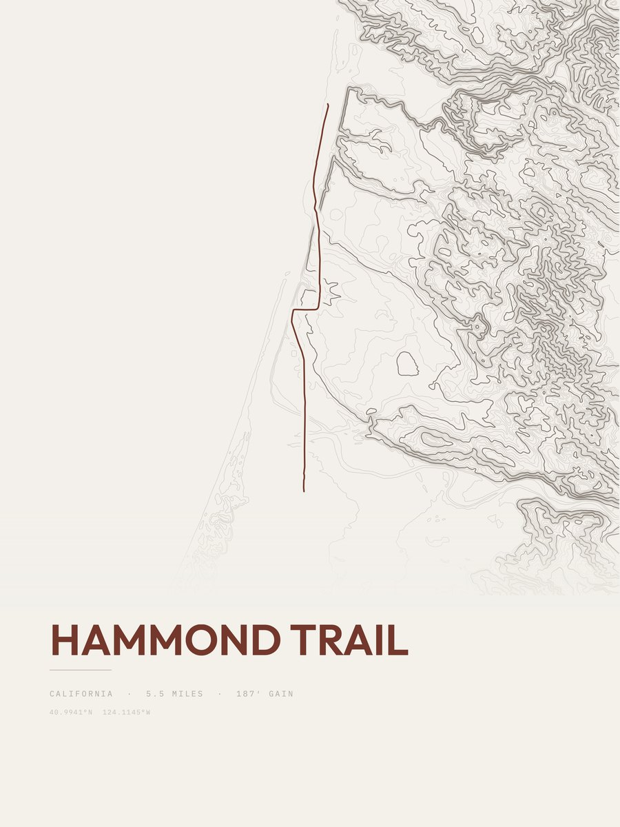 Hammond Trail topographic trail print