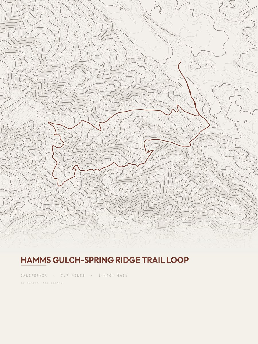 Hamms Gulch-Spring Ridge Loop topographic trail print