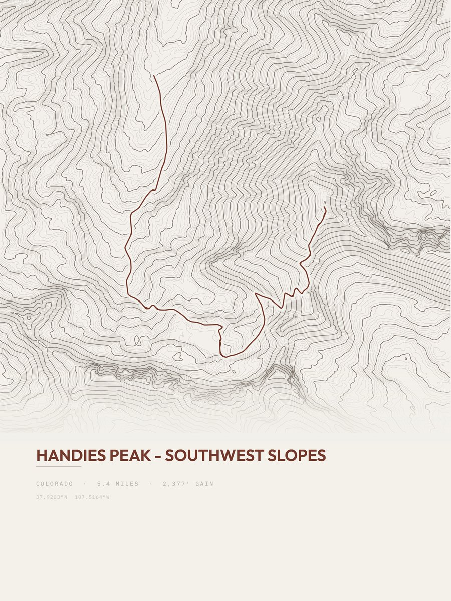Handies Peak to Southwest Slopes Topographic print