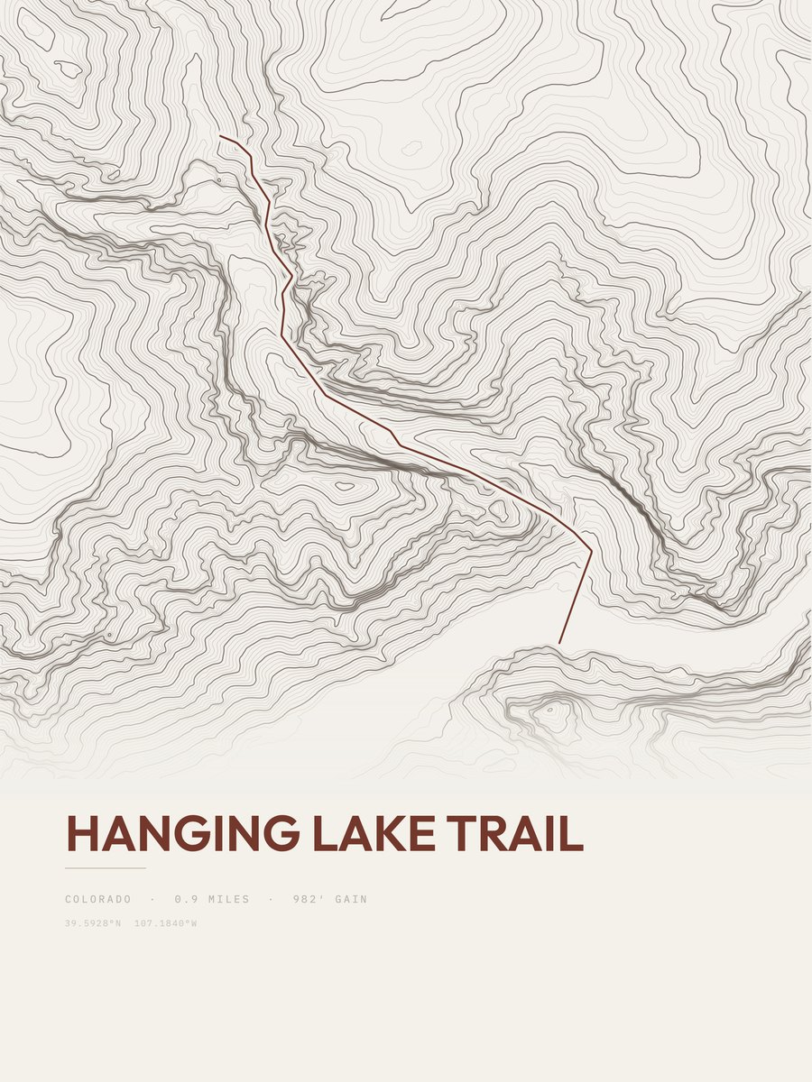 Hanging Lake Trail Topographic print