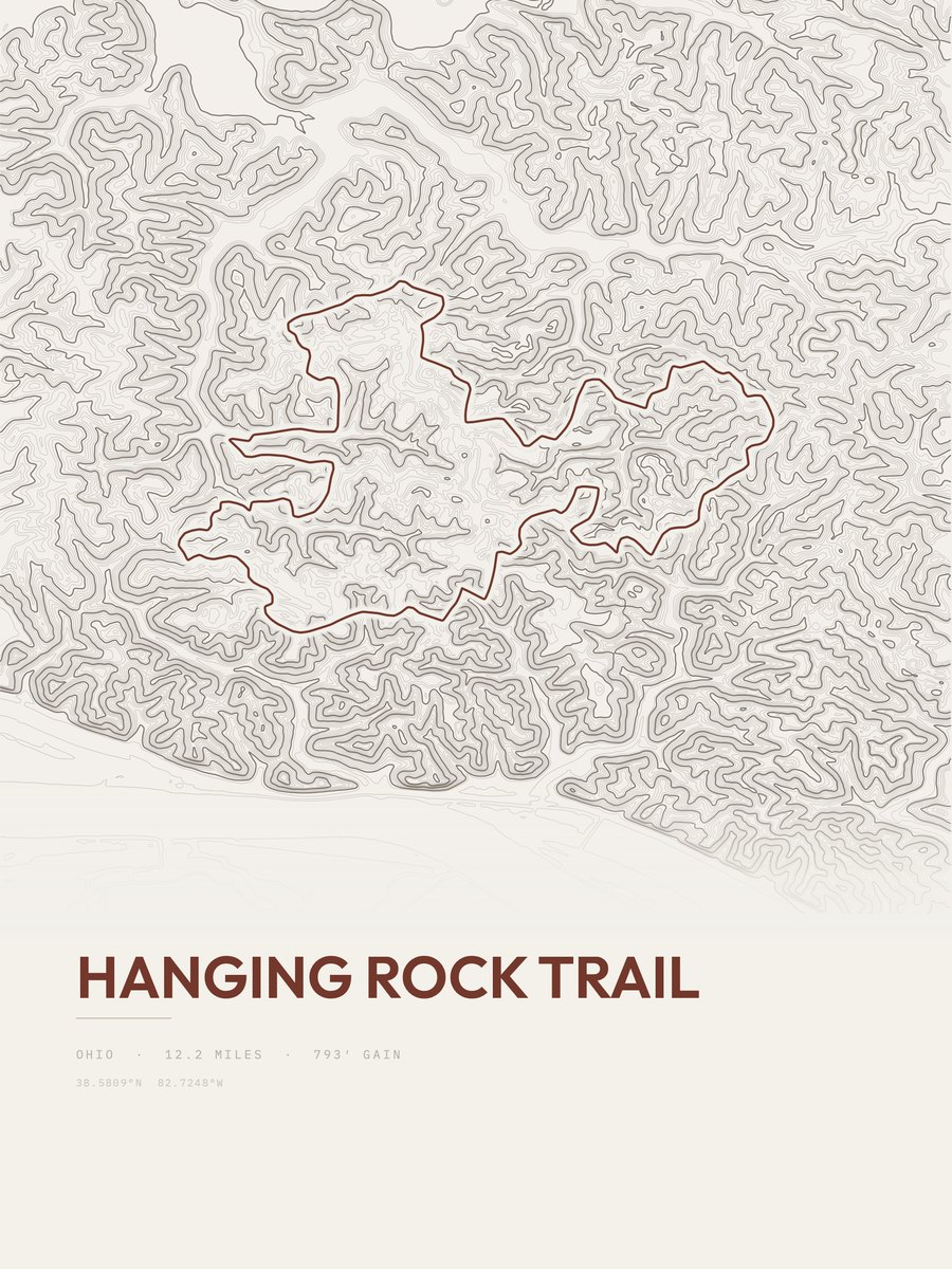Hanging Rock Trail Topographic print