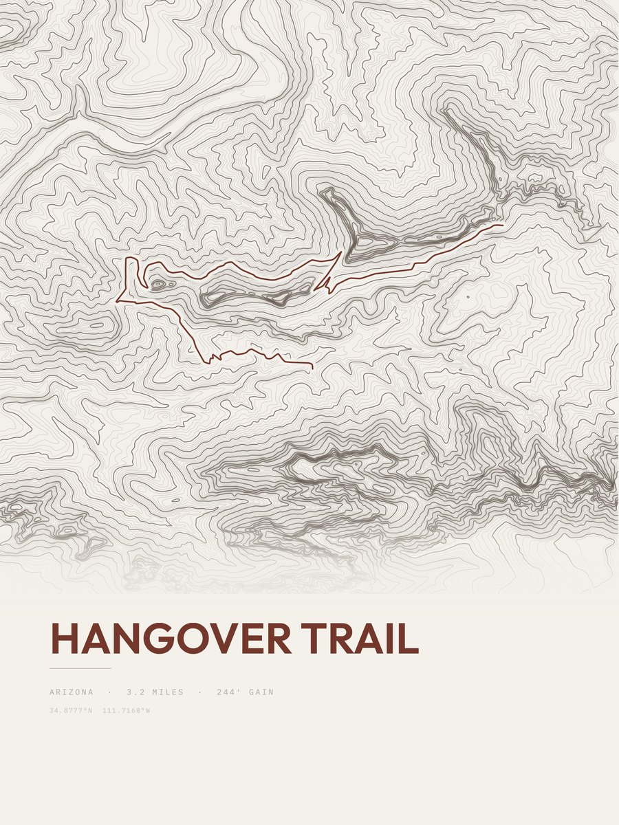 Hangover Trail Topographic print