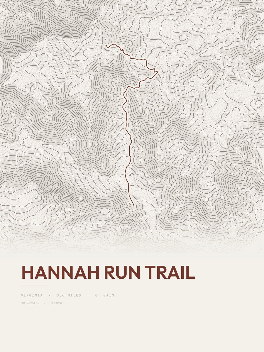 Hannah Run Trail Topographic print