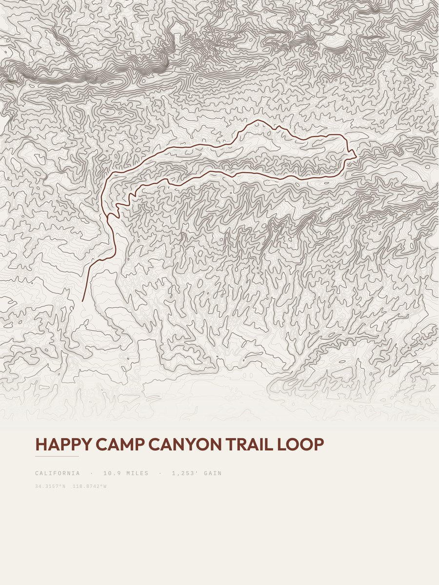 Happy Camp Canyon Loop Topographic print
