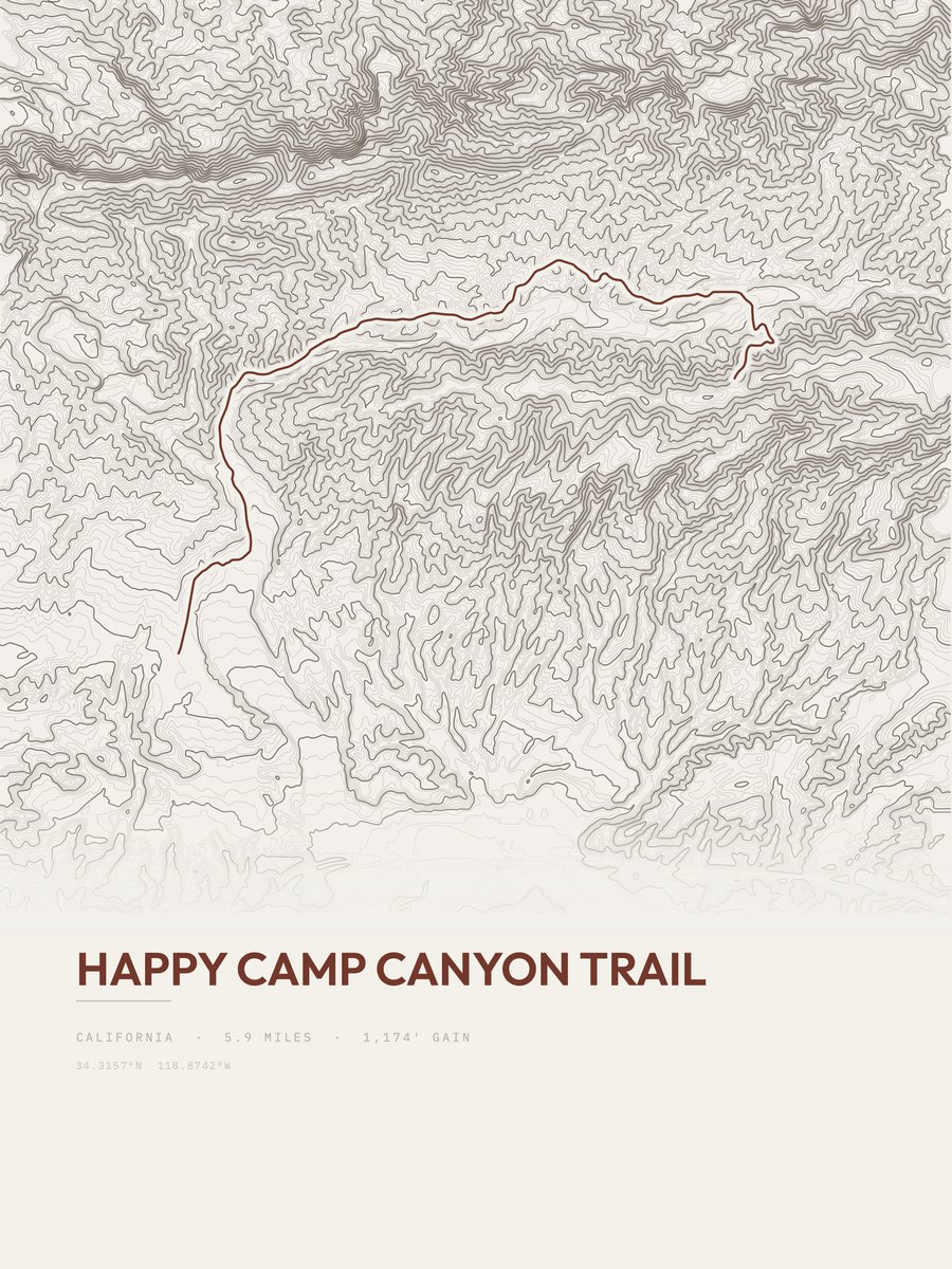 Happy Camp Canyon Trail Topographic print