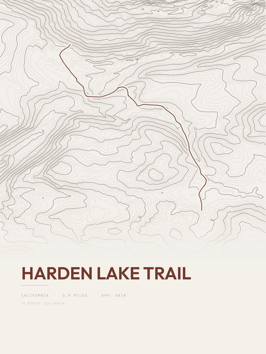 Harden Lake Trail Topographic print