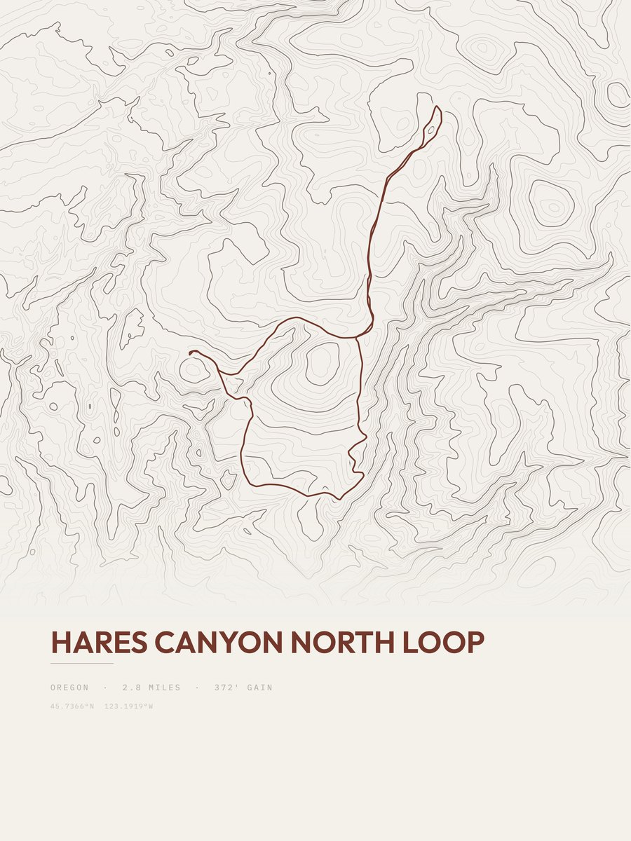 Hares Canyon North Loop topographic trail print