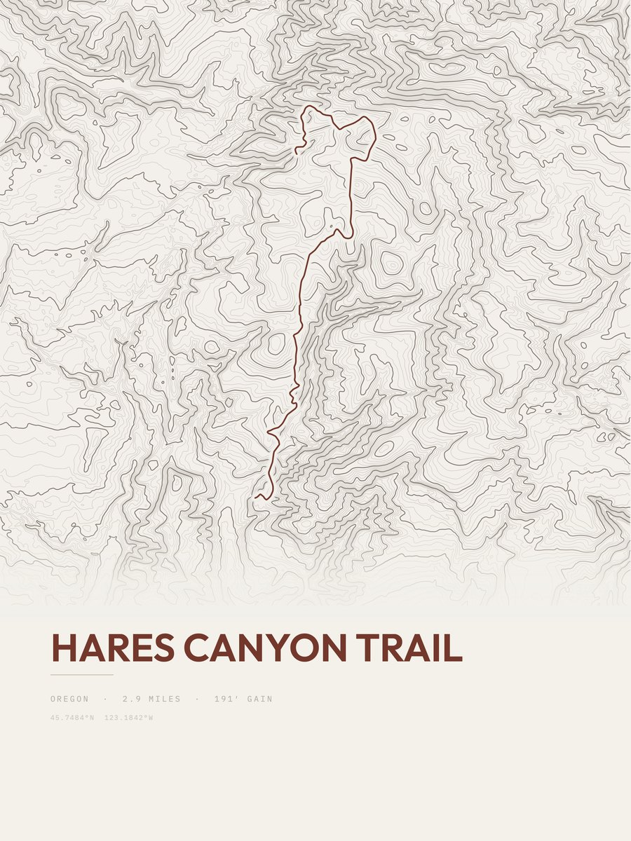 Hares Canyon Trail Topographic print